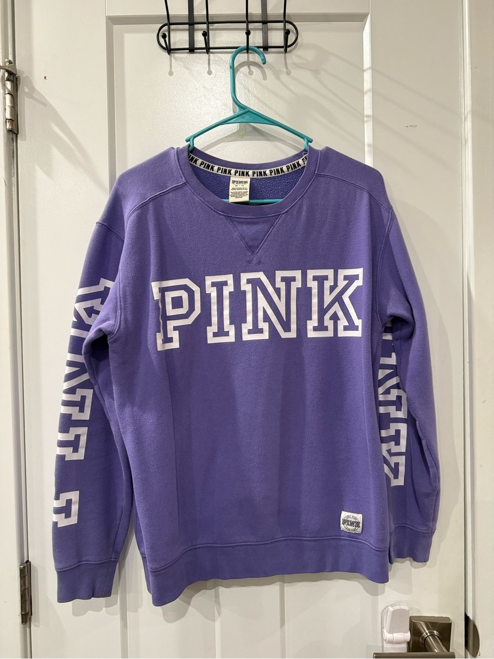PINK Victoria's Secret Purple Crewneck Sweatshirt with White Lettering